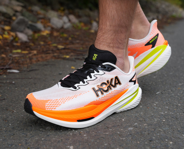 Hoka M MACH X 3 White / Neon Tangerine