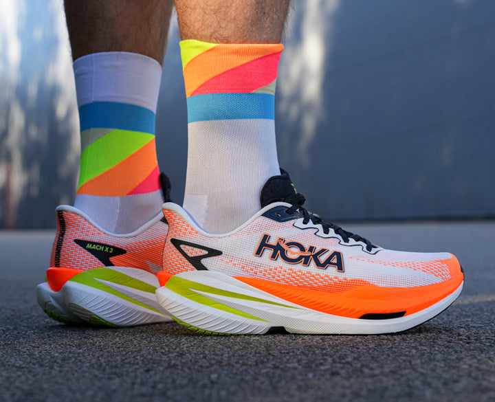 Hoka M MACH X 3 White / Neon Tangerine