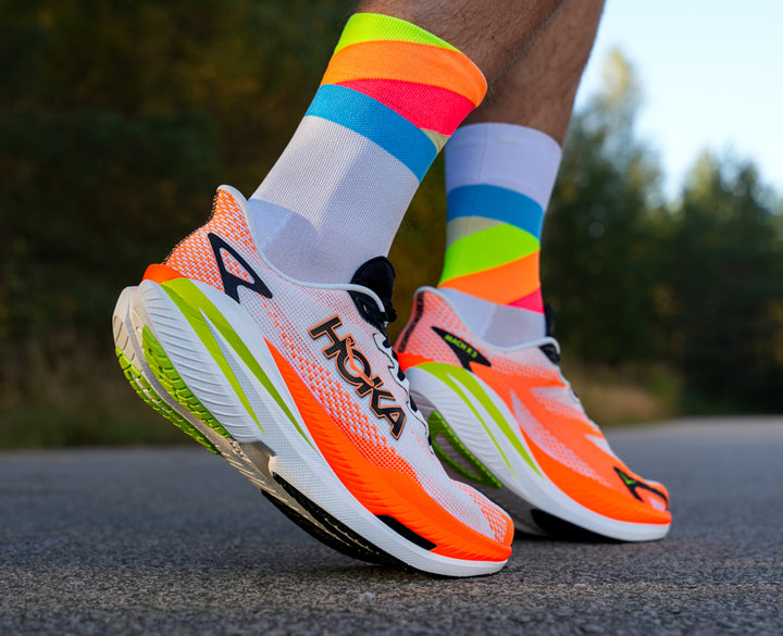 Hoka M MACH X 3 White / Neon Tangerine