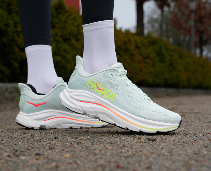 Hoka W CLIFTON 10 WIDE Sea Glass / Neon Flame