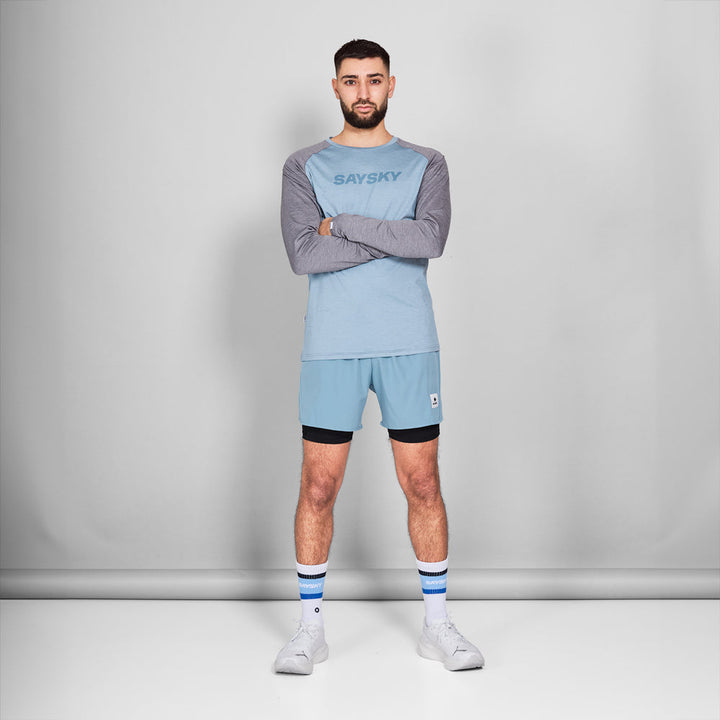 Saysky Logo Pace Long Sleeve Blue Melange
